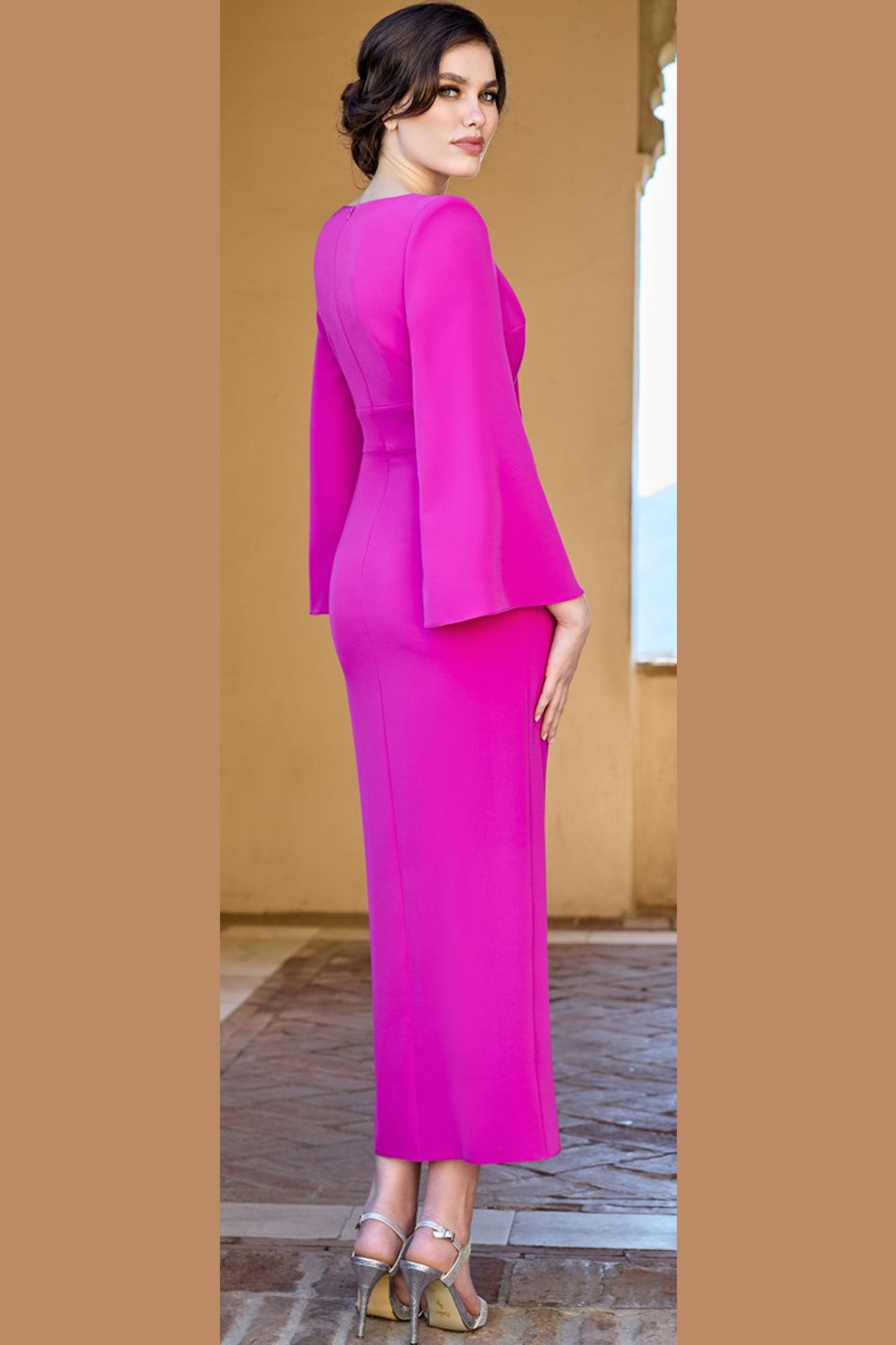 Sonia Pena Fitted Midi Dress Bougainvillea 1260030