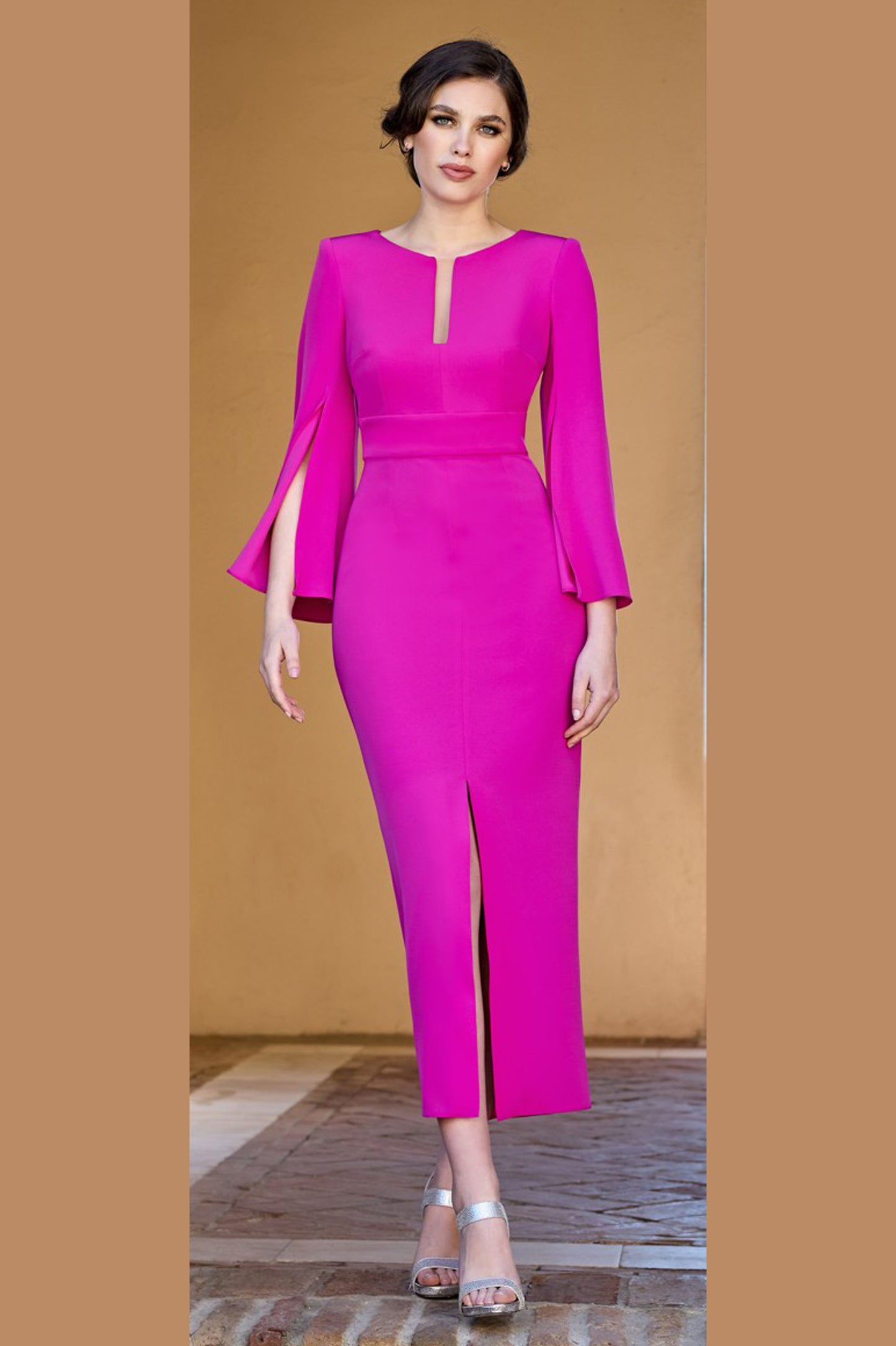 Sonia Pena Fitted Midi Dress Bougainvillea 1260030