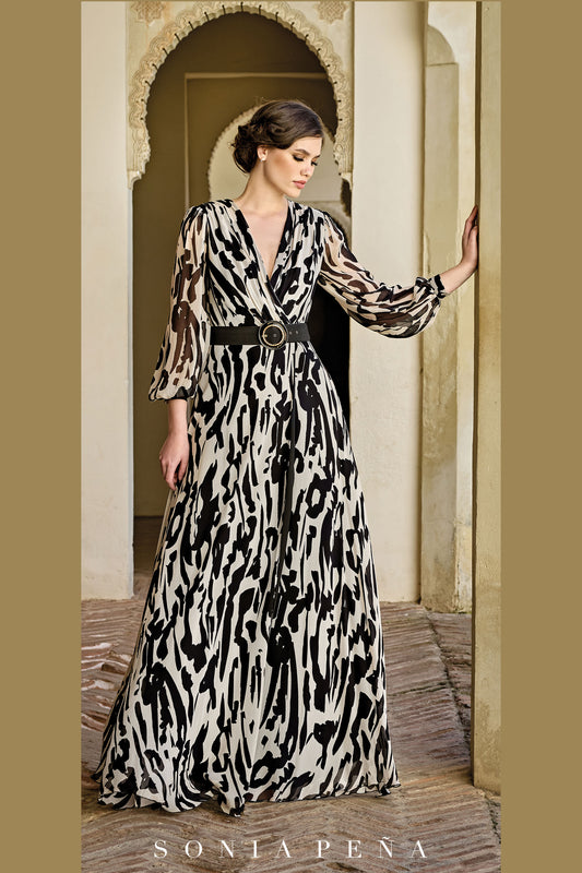 Sonia Pena Long Belted Dress Unique 1260036