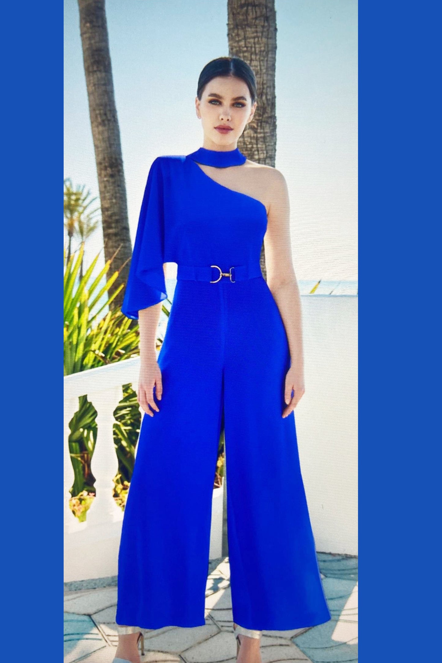 Sonia Pena Belted Jumpsuit Royal Blue 1260031