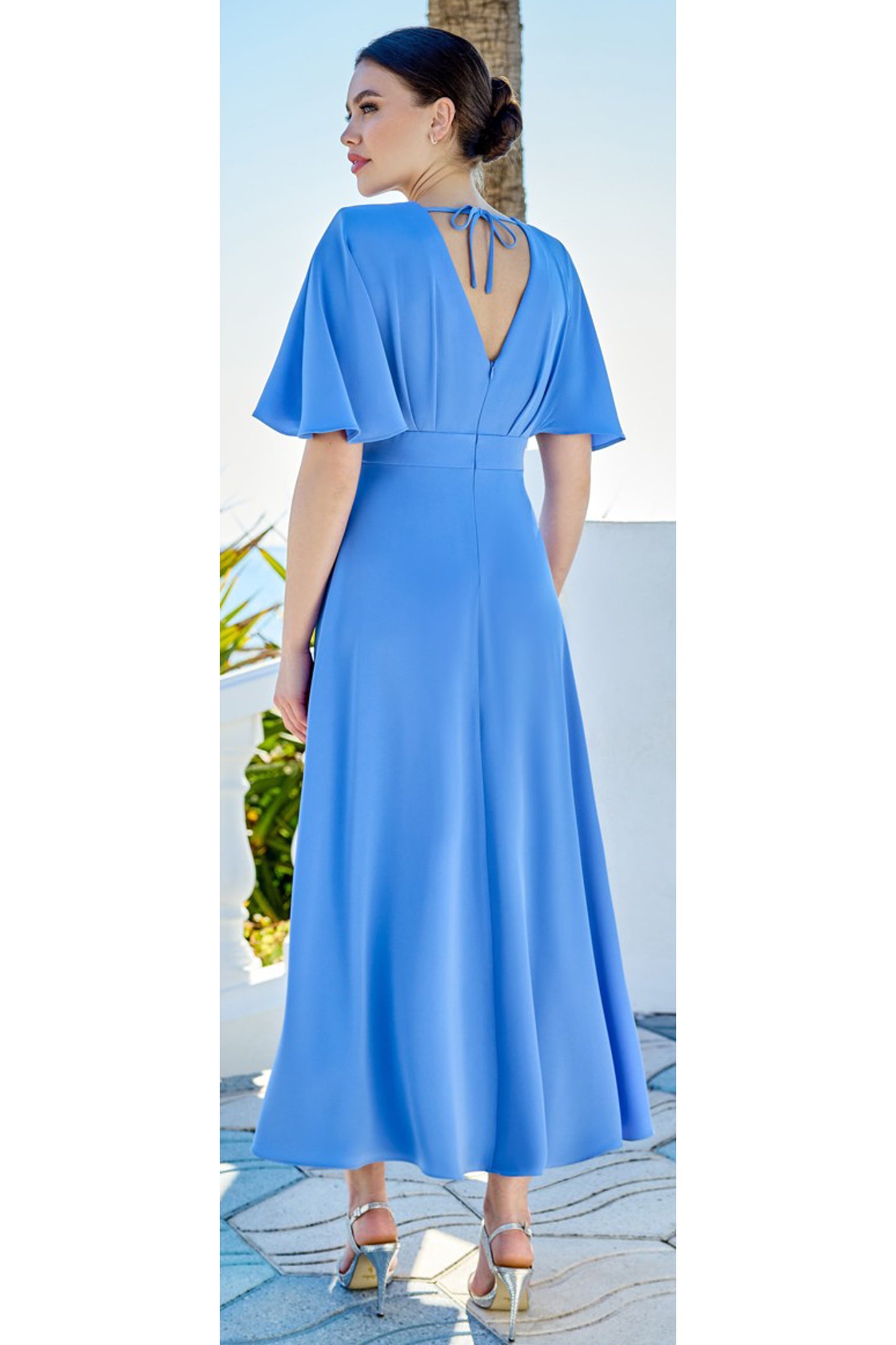 Sonia Pena Embroidered Leaf A-line Dress Azul 1260016