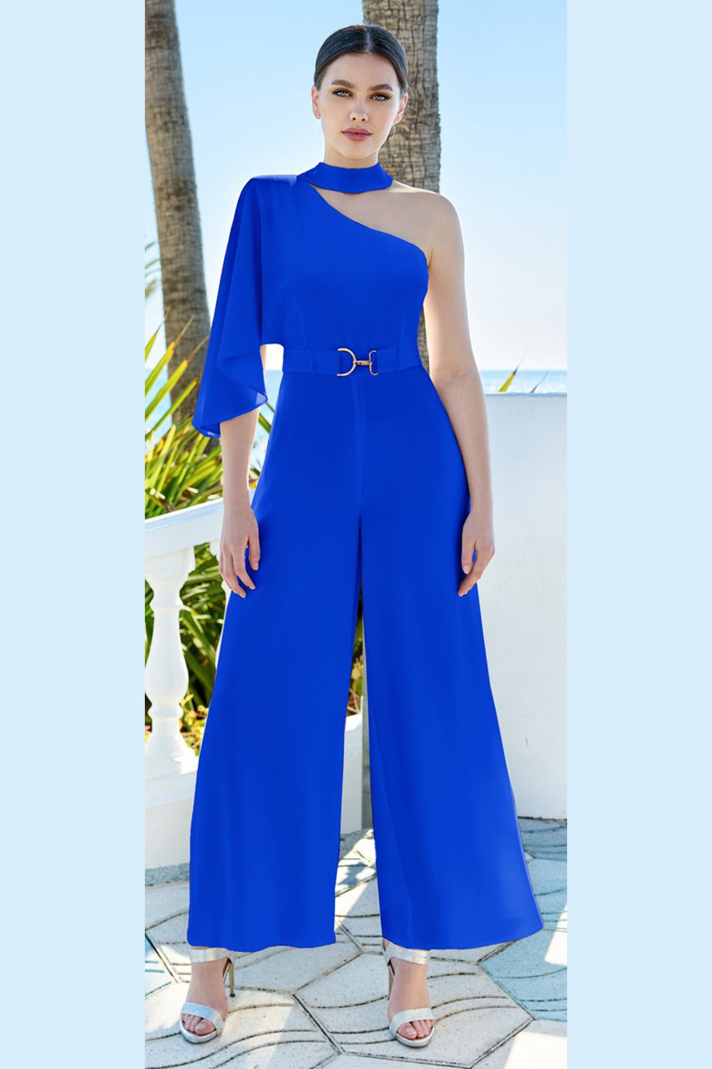Sonia Pena Belted Jumpsuit Royal Blue 1260031