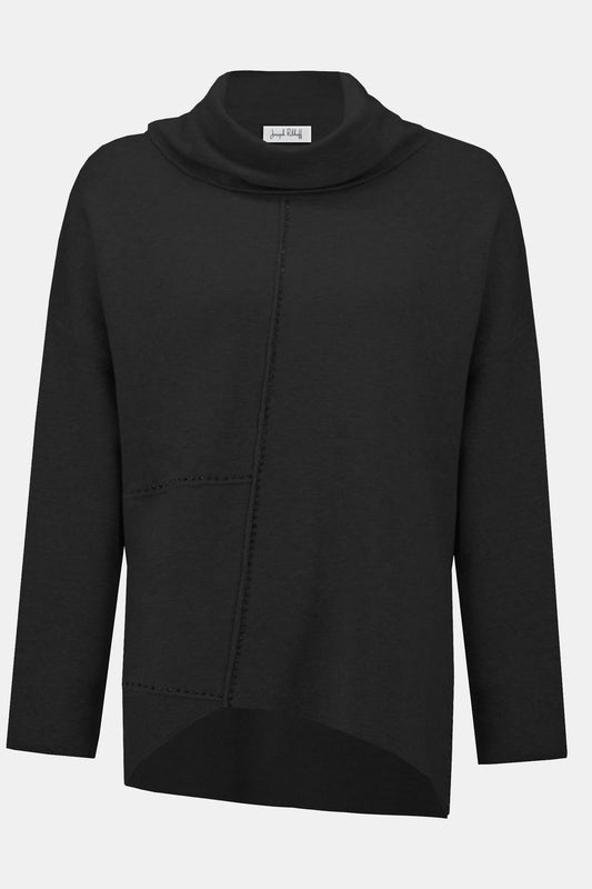 Joseph Ribkoff Sweater Knit Asymmetrical Pullover Black 253913-11