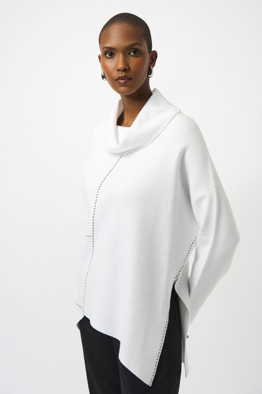 Joseph Ribkoff Sweater Knit Asymmetrical Pullover Vanilla 253913-1761