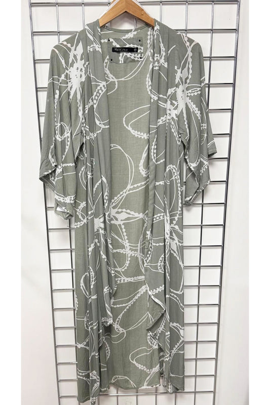 Tara Vao Printed Lea Cover Up Green/White 6053