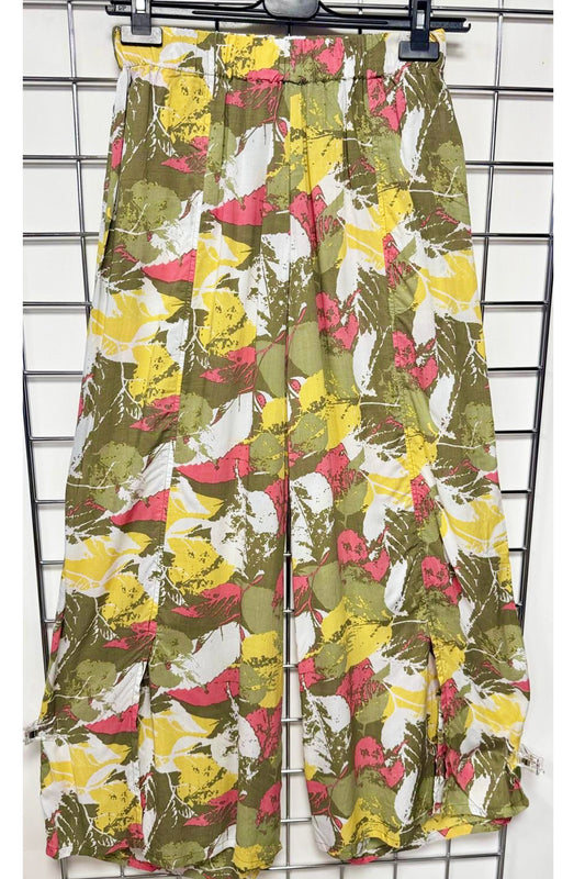 Tara Vao Lenora Split Hem Trousers Khaki/Multi 4016