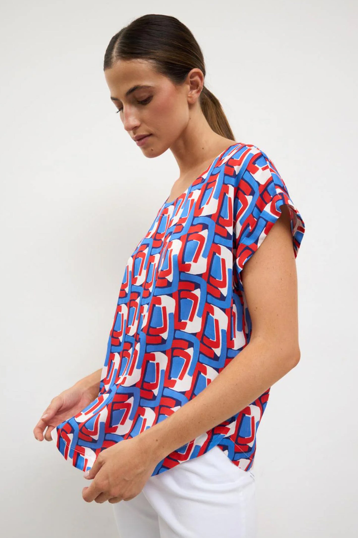 Bariloche Abstract Print Trevejo Top Blue/Red Trevejo
