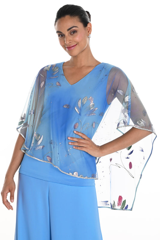 Frank Lyman Tulle Floral Skirt and Top Set Turquoise/Blue 258220/021