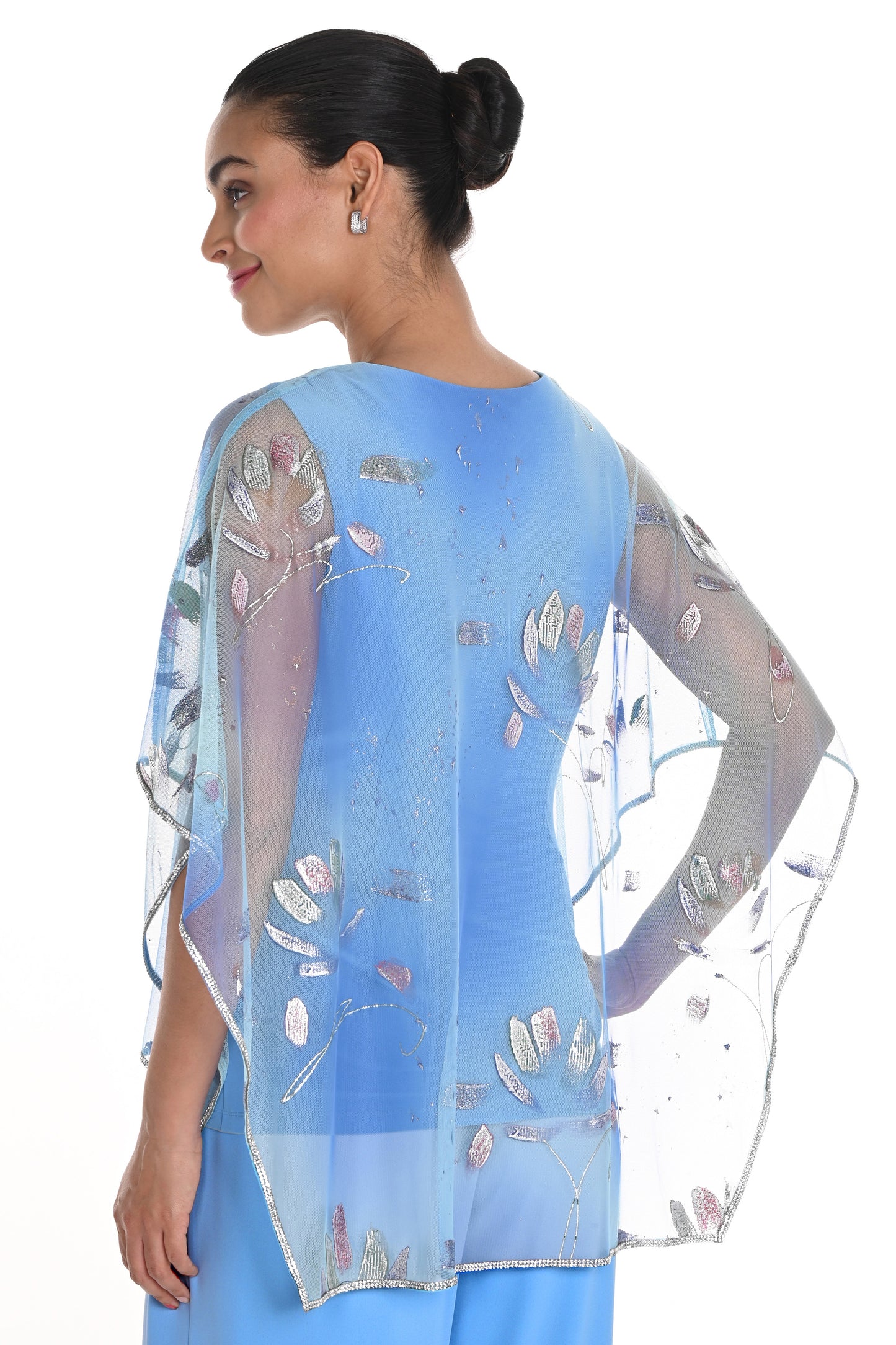 Frank Lyman Tulle Floral Skirt and Top Set Turquoise/Blue 258220/021