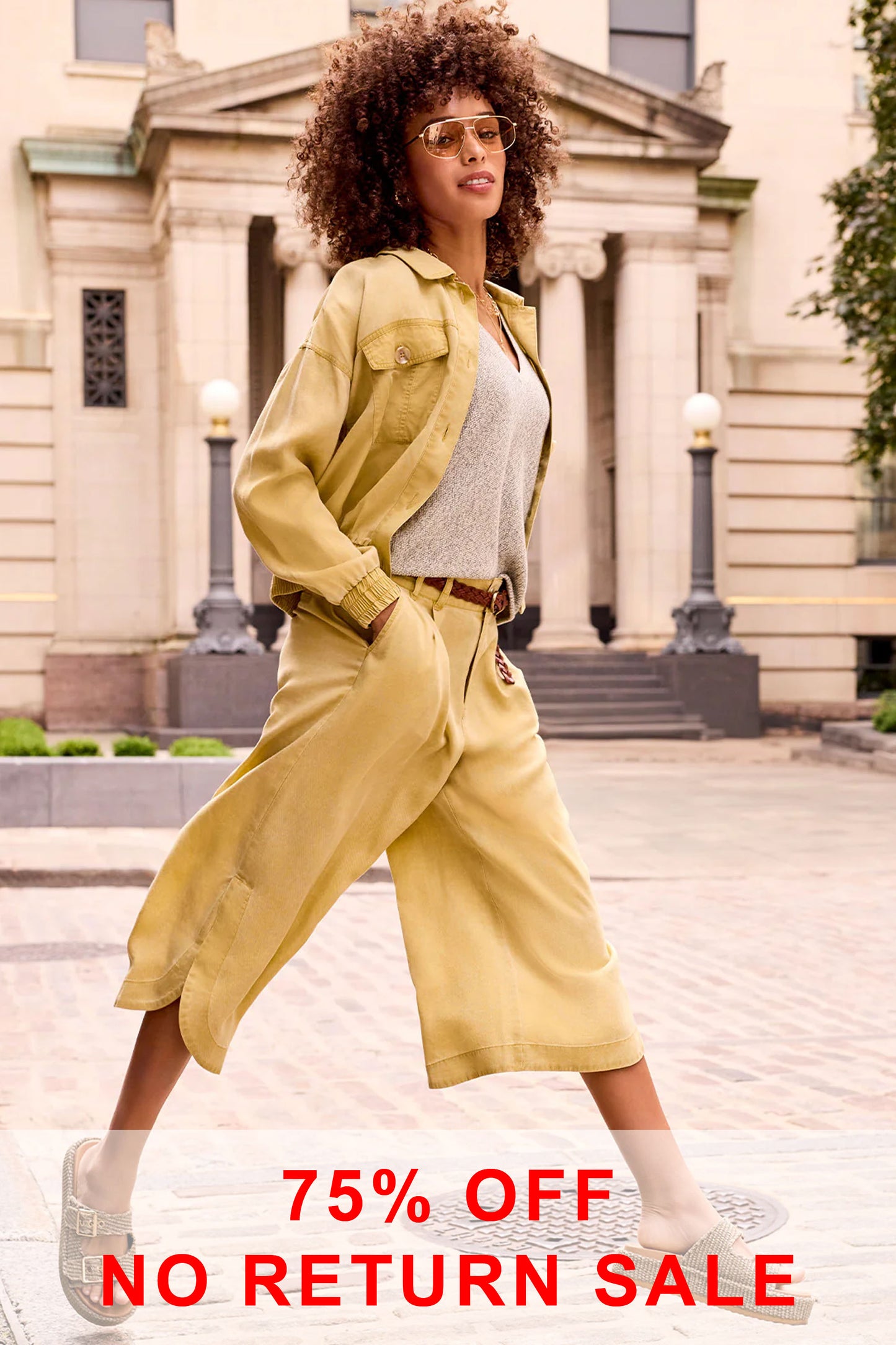 Tribal Flowy Pleated Tulip-Hem Pants Starfruit 5534O-5244-3220