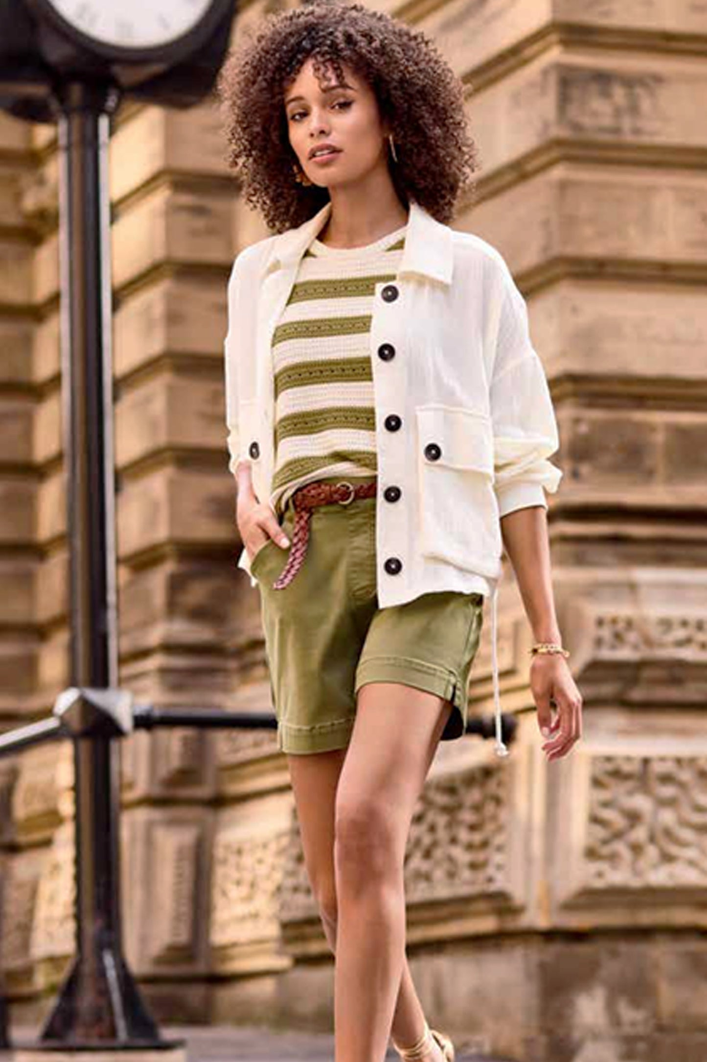 Tribal Stripe Knit Tank Top Moss Green 2127O-576