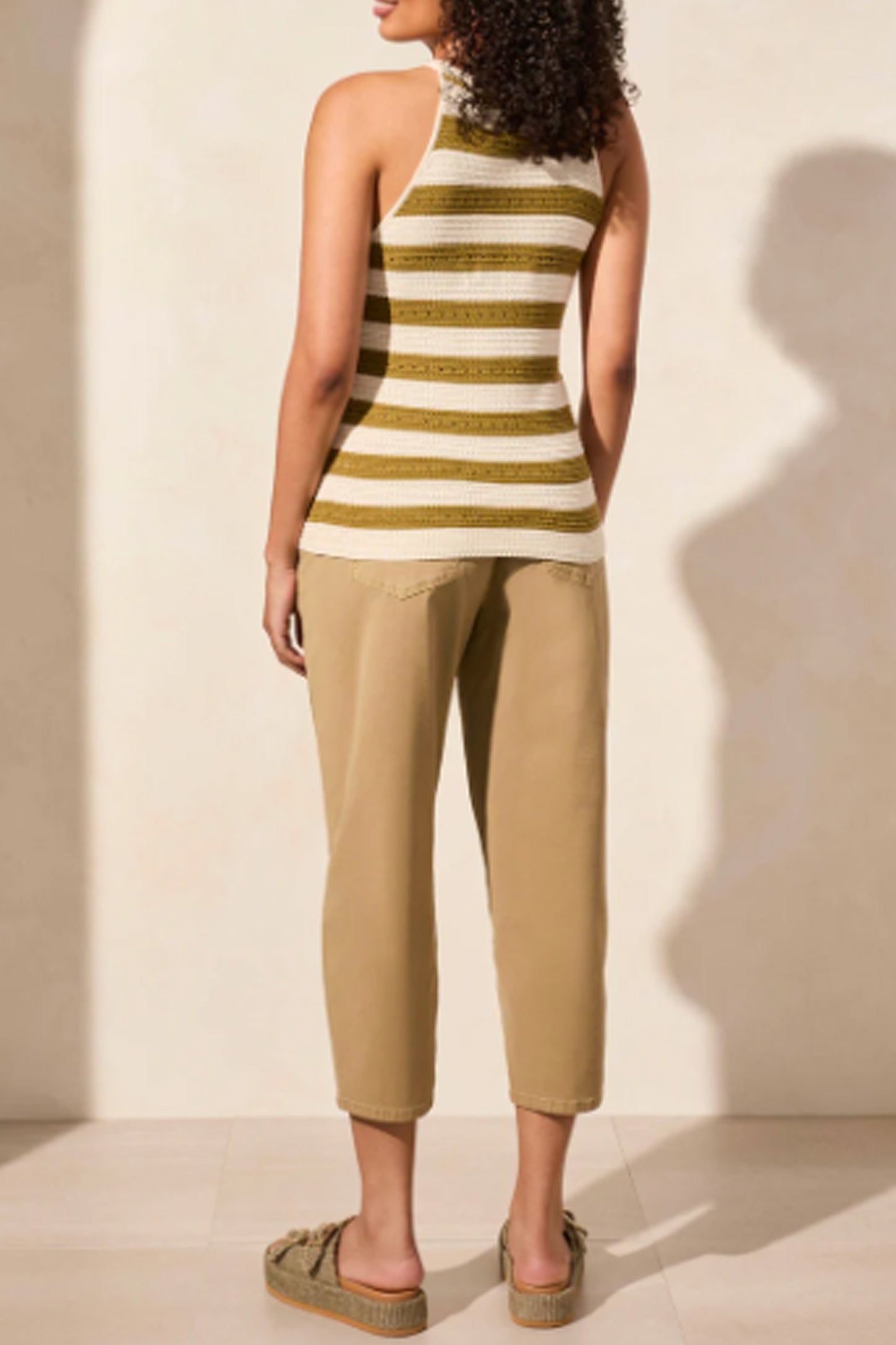 Tribal Stripe Knit Tank Top Moss Green 2127O-576