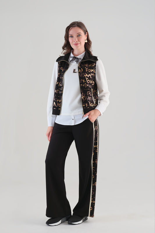 Tricotto Graphiti Side Panel Trousers Black 96038