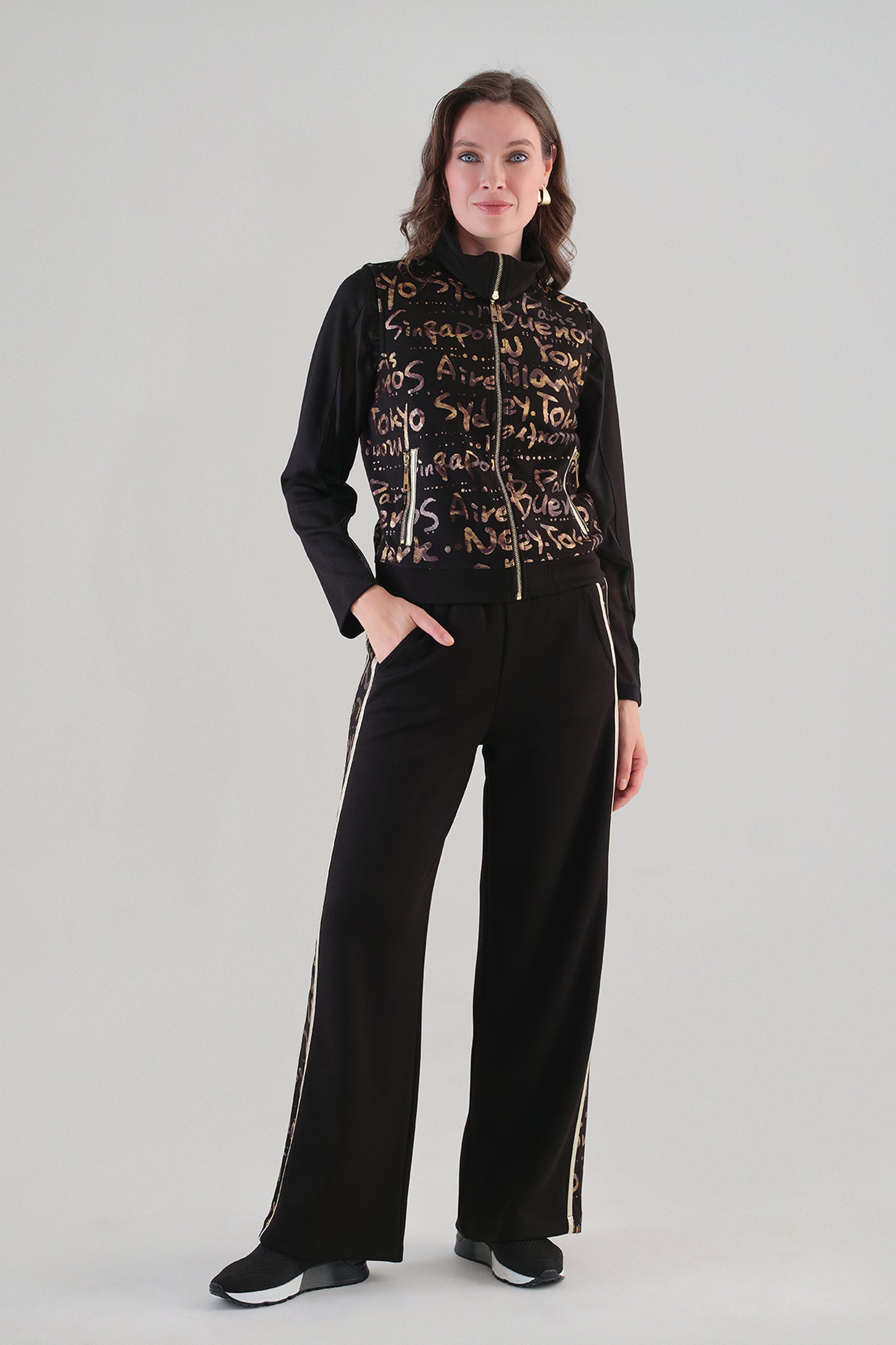 Tricotto Graphiti Side Panel Trousers Black 96038