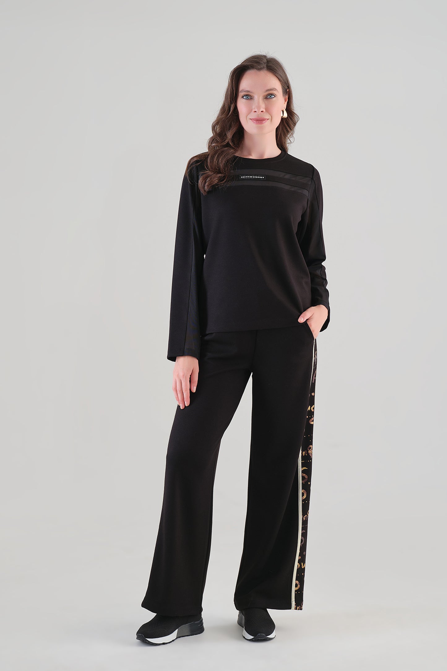 Tricotto Stripe Detail Top Black 96042