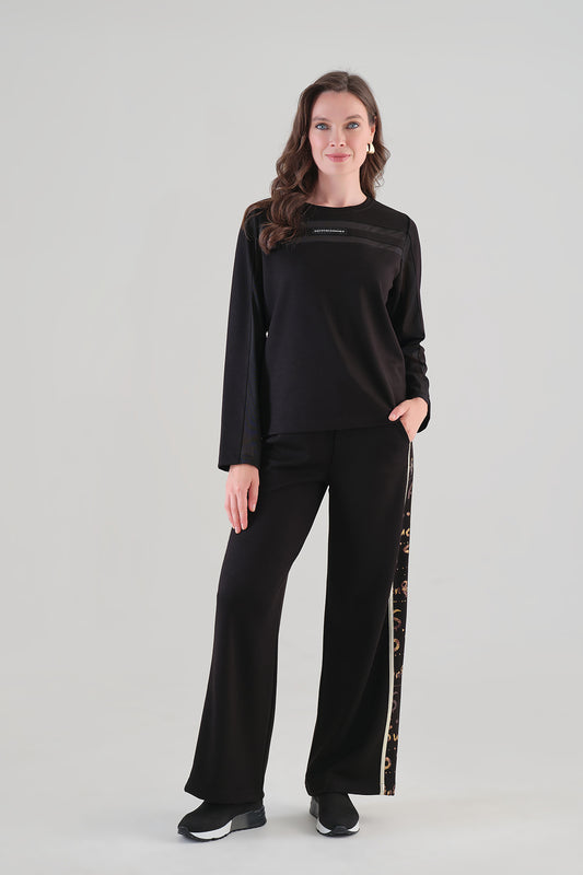 Tricotto Stripe Detail Top Black 96042