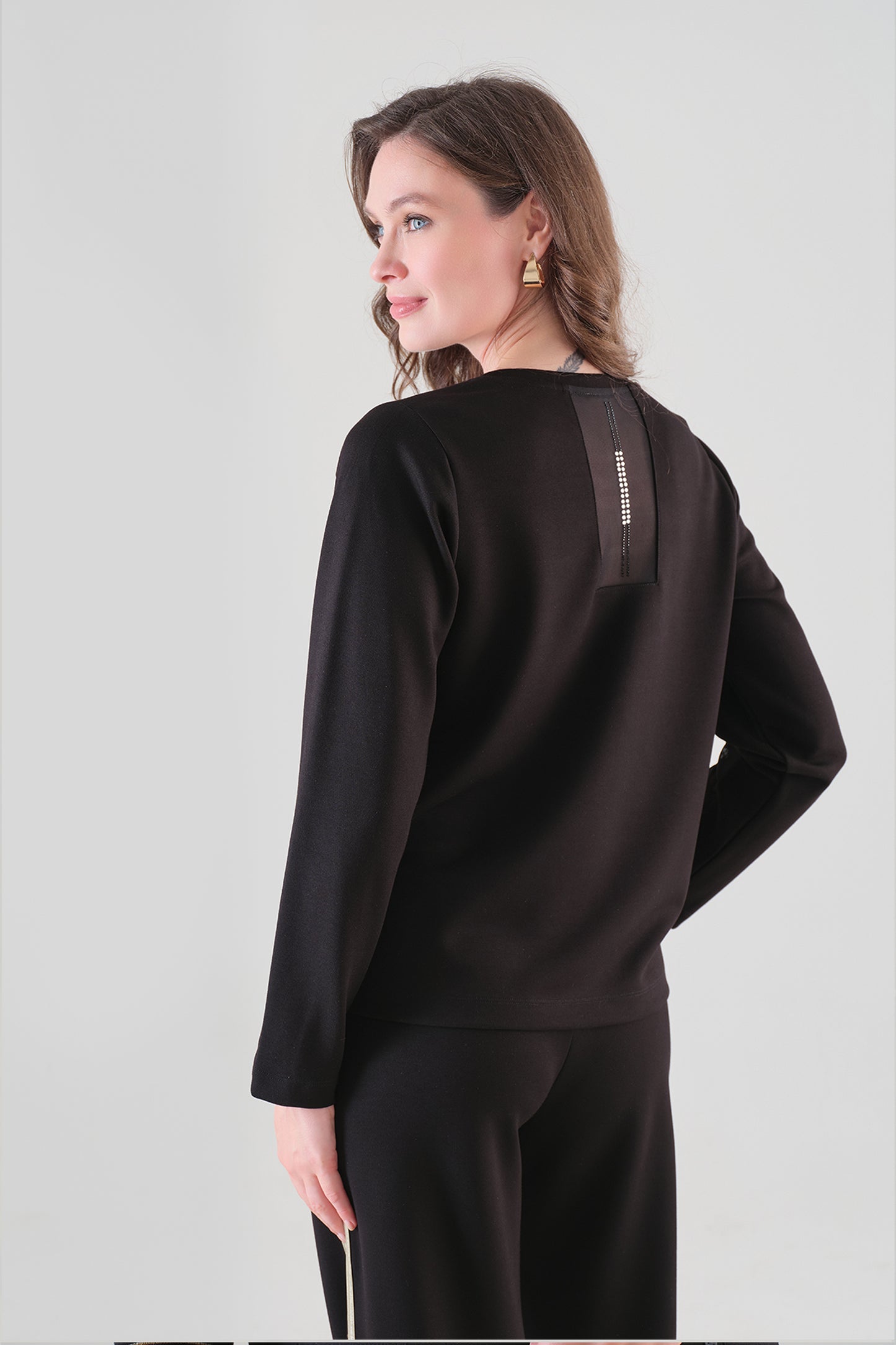 Tricotto Stripe Detail Top Black 96042