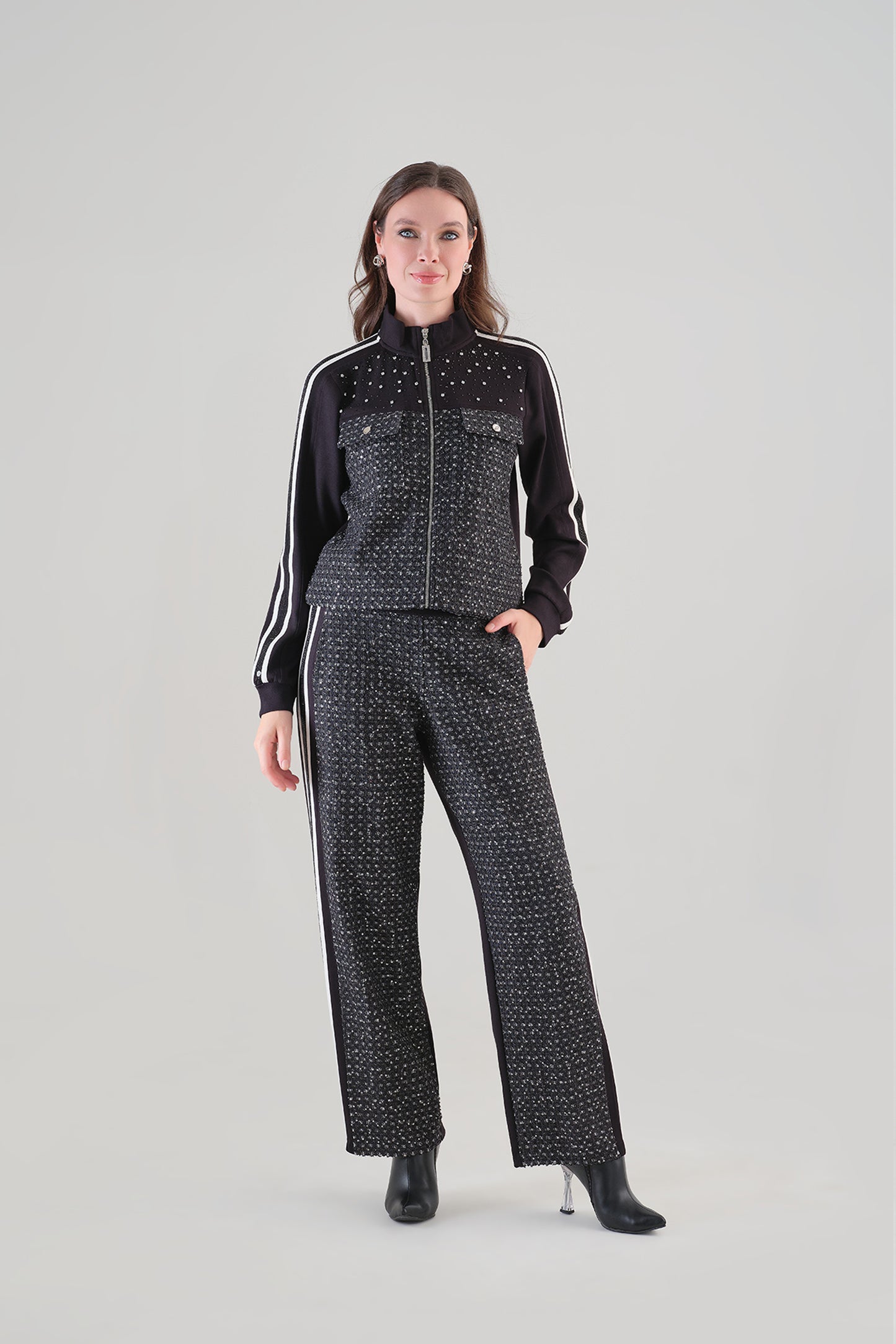 Tricotto Embellished Wide Leg Trousers Black 96170