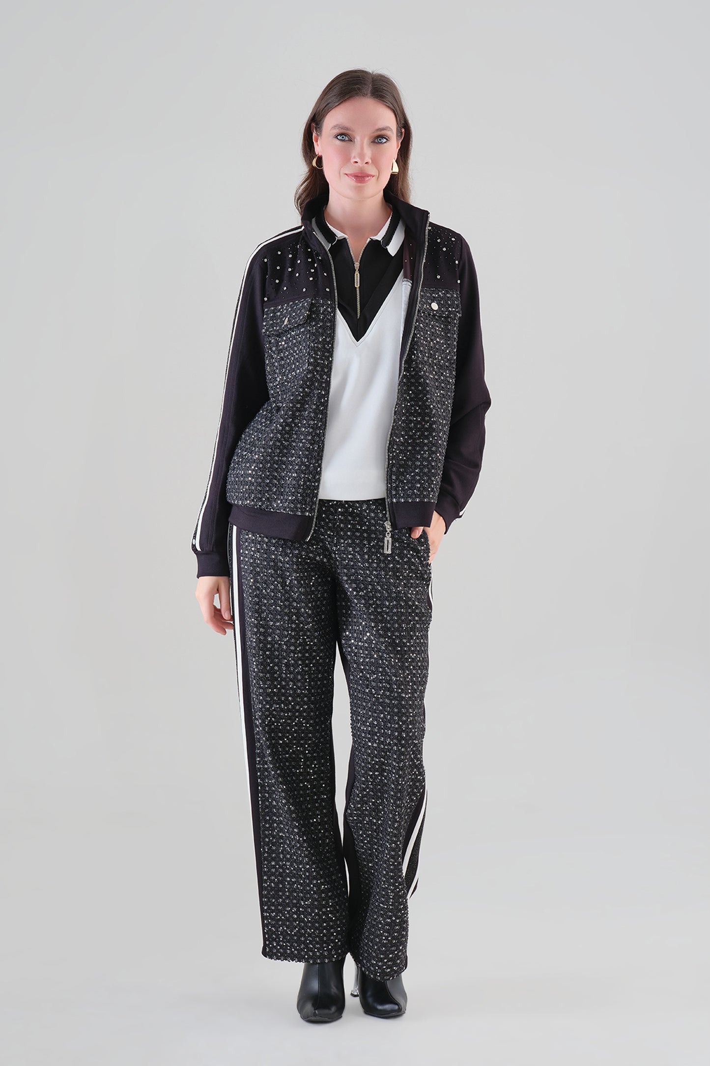 Tricotto Embellished Wide Leg Trousers Black 96170