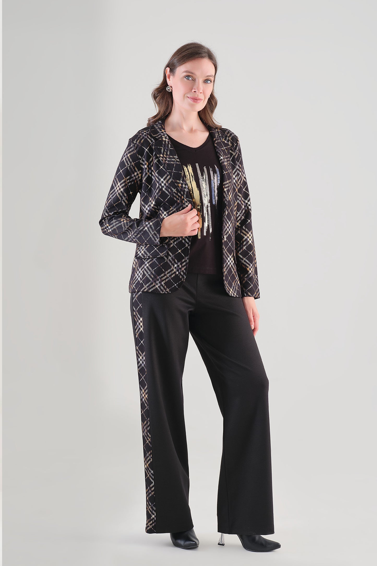 Tricotto Side Panel Wide Leg Trousers Black 96184