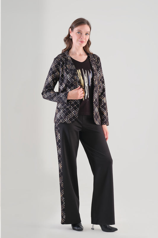 Tricotto Side Panel Wide Leg Trousers Black 96184