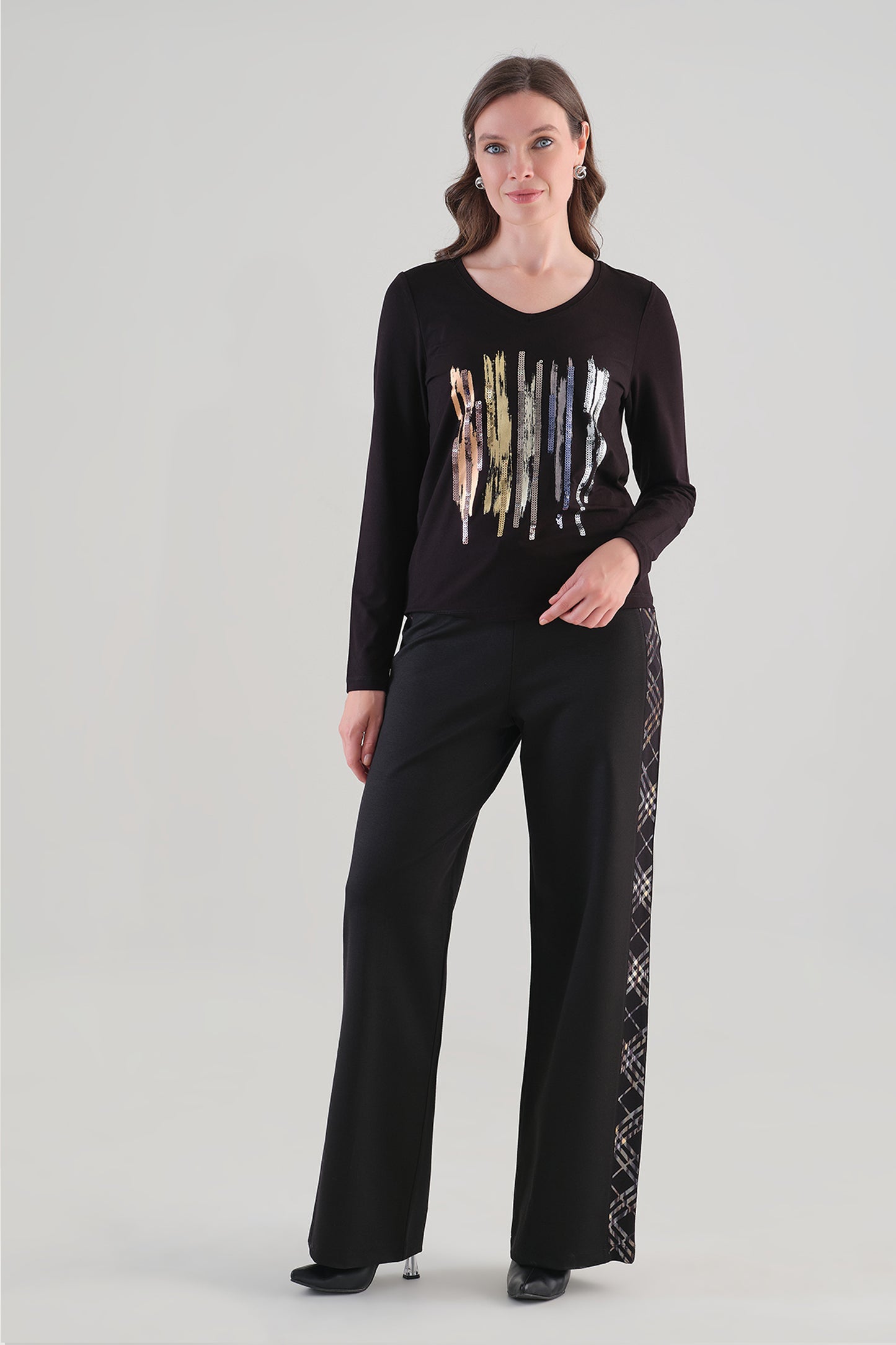 Tricotto Side Panel Wide Leg Trousers Black 96184