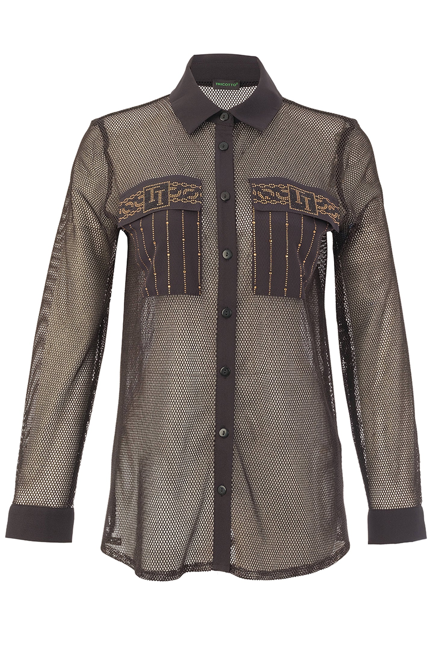 Tricotto Shirt Mesh Detail Shirt Black 56143