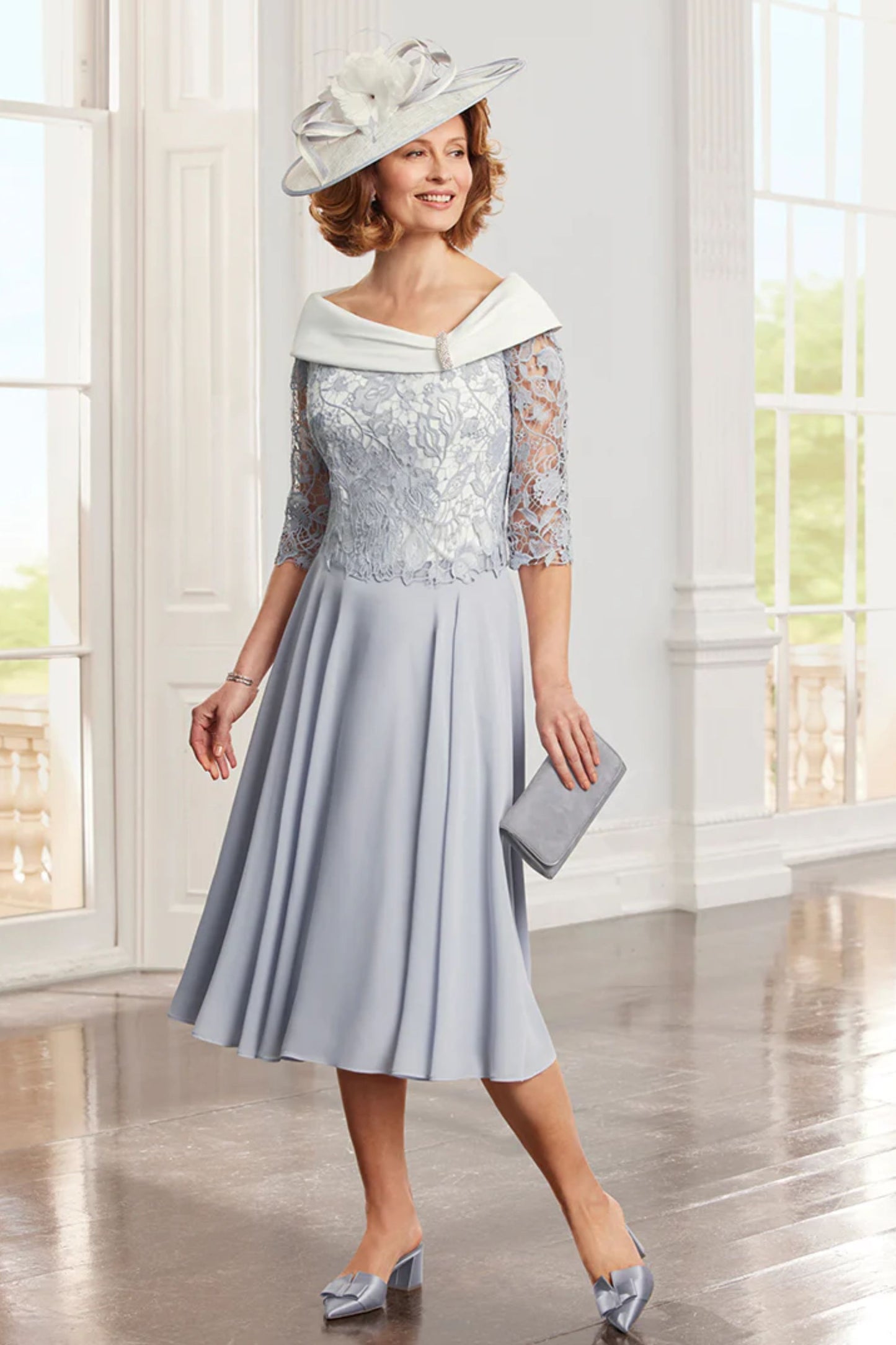 Condici Lace Bodice Detail Dress Cream/Angelite 71114C