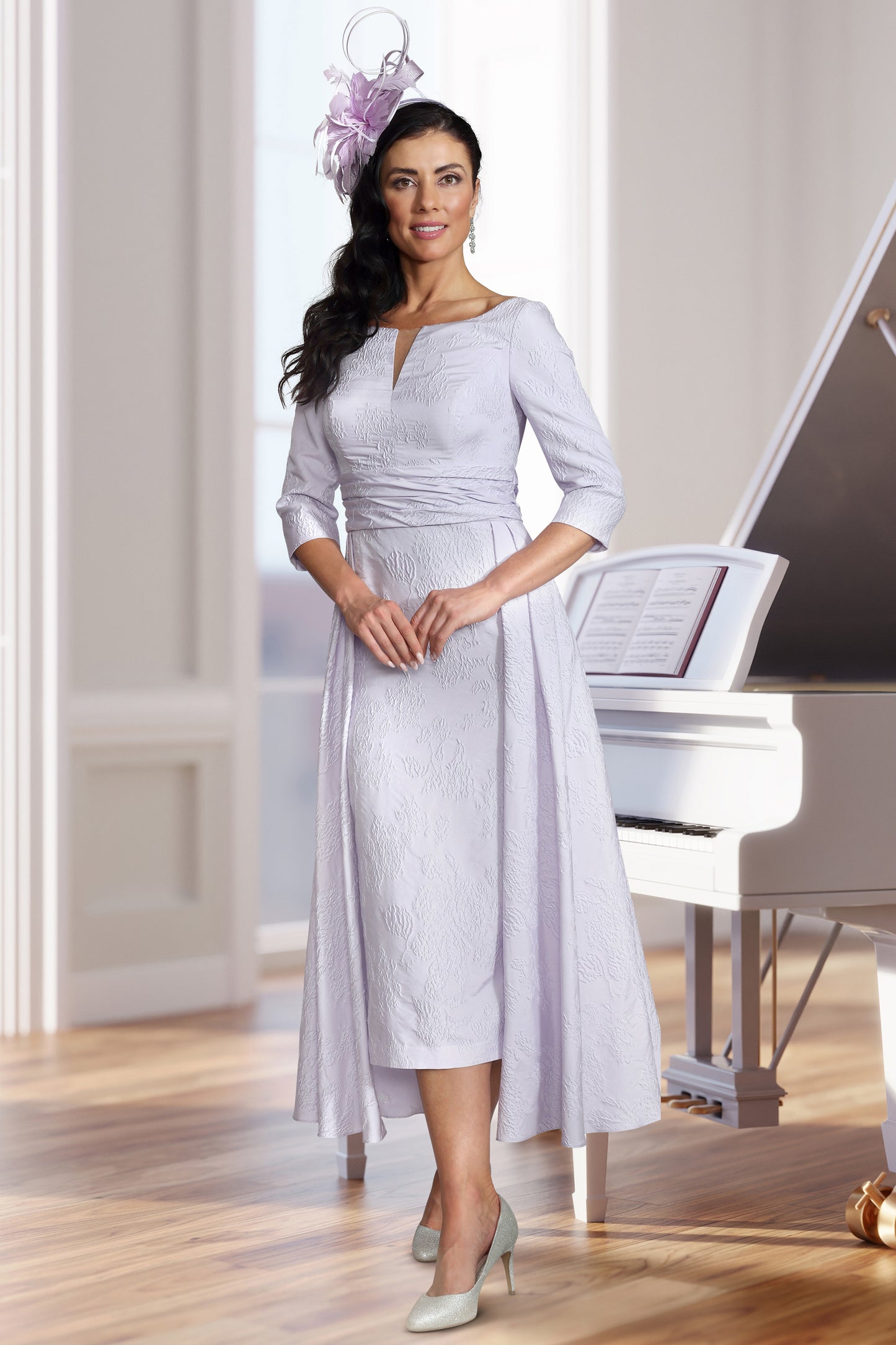 Veromia Occasions Embossed Detail Overskirt Dress Violet VO2923