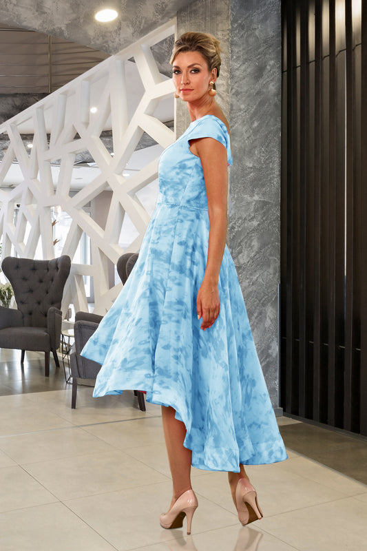 Veromia Occasions Abstract Print 50's Style Dress Blue VO7711