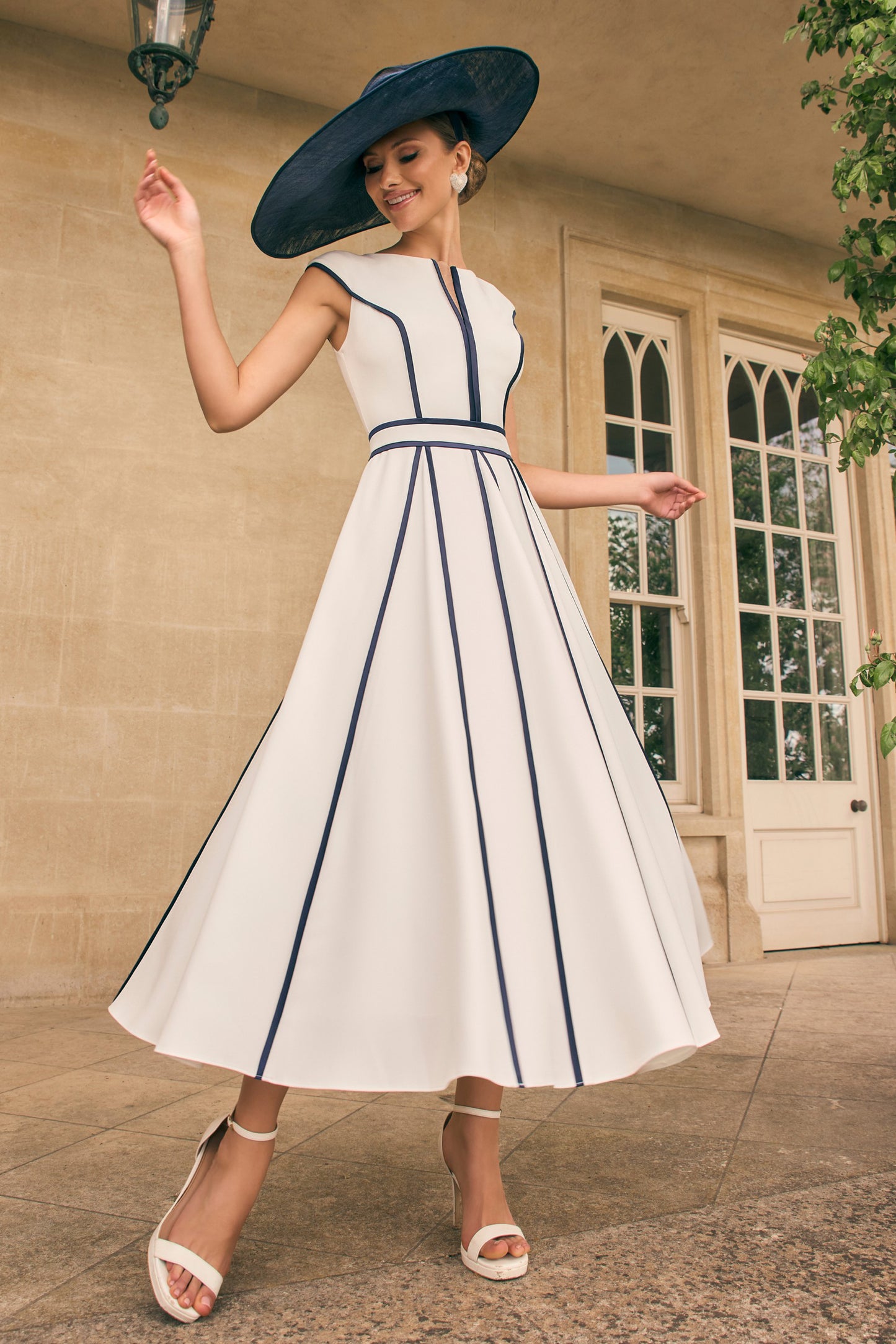 Veni Infantino Crepe with Satin Trim Dress & Jacket Navy/Ivory 992711