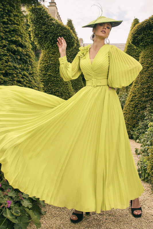 Veni Infantino Chiffon Pleated Dress Lime 992770