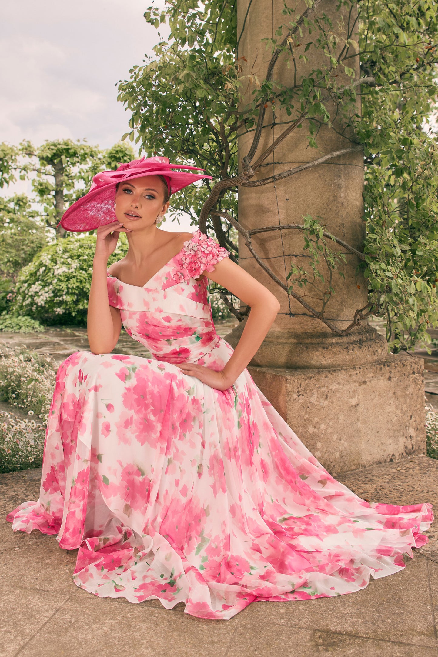 Veni Infantino Floral Print Chiffon Dress Cherry Blossom 992776