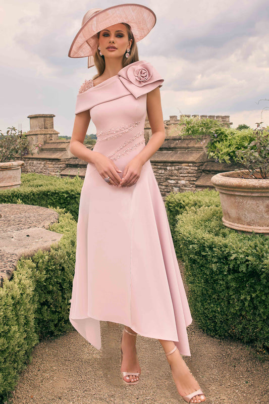 Veni Infantino Flower & Bead Trim Dress Blush 992783S