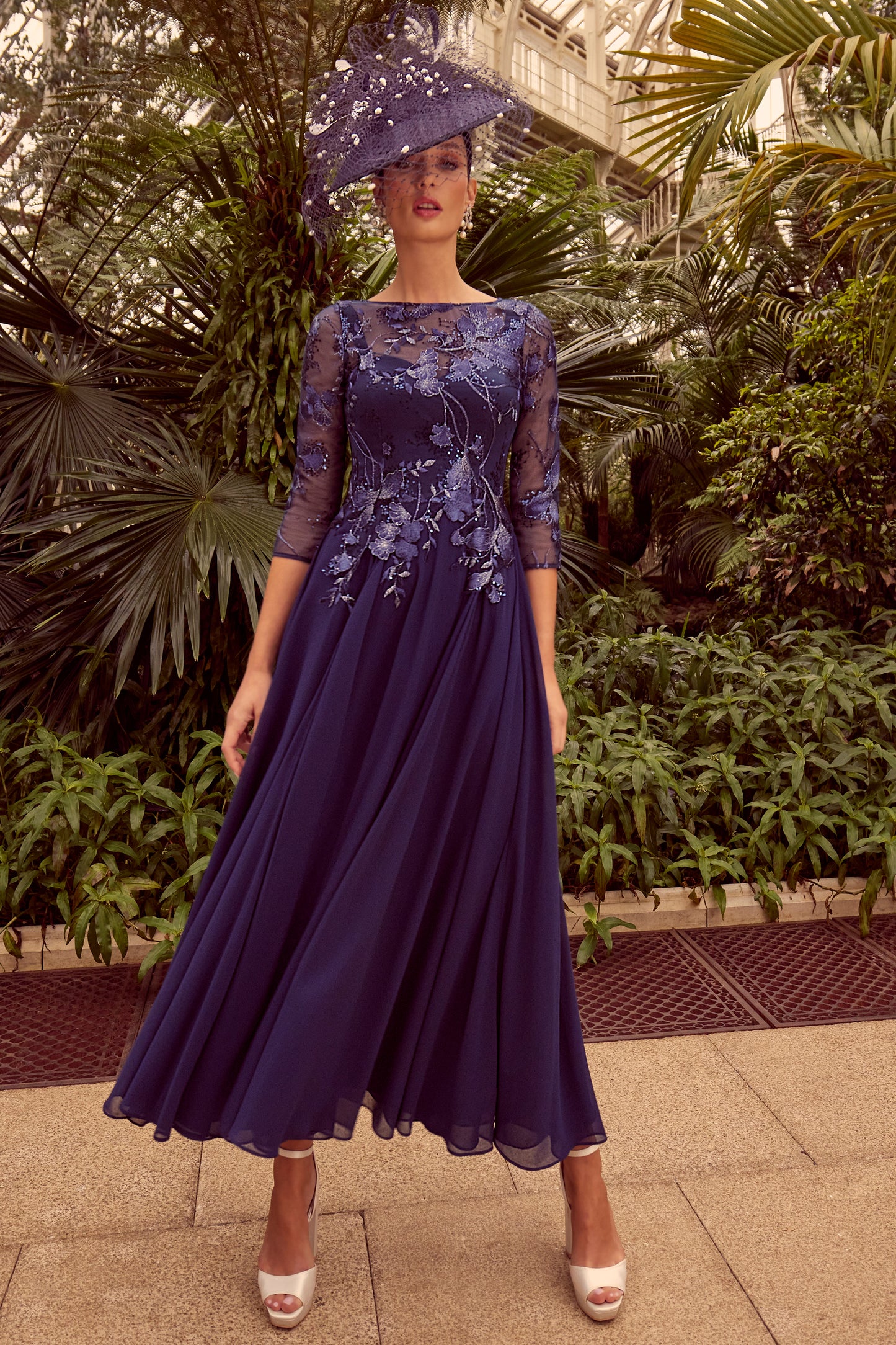 Veni Infantino Chiffon & Lace Dress - Navy - 992318