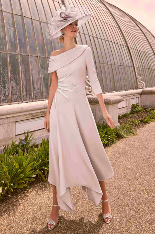 Veni Infantino Embellished Detail Dress - Taupe/Ivory - 992238