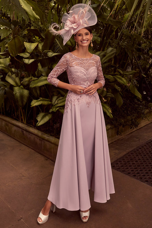 Veni Infantino Embroidered Lace & Crepe Dress Dusk 992348