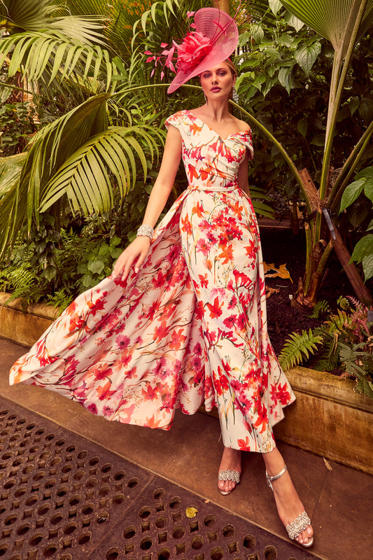 Veni Infantino Overskirt Detail Dress - Fuxia Coral - 992033B