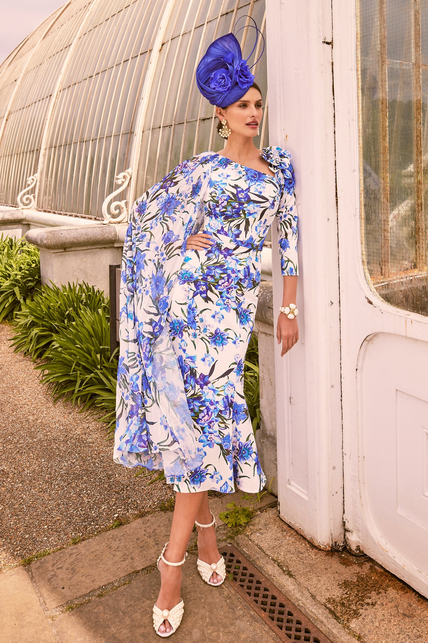 Veni Infantino Botanical Print Dress - Royal/Ivory - 992242