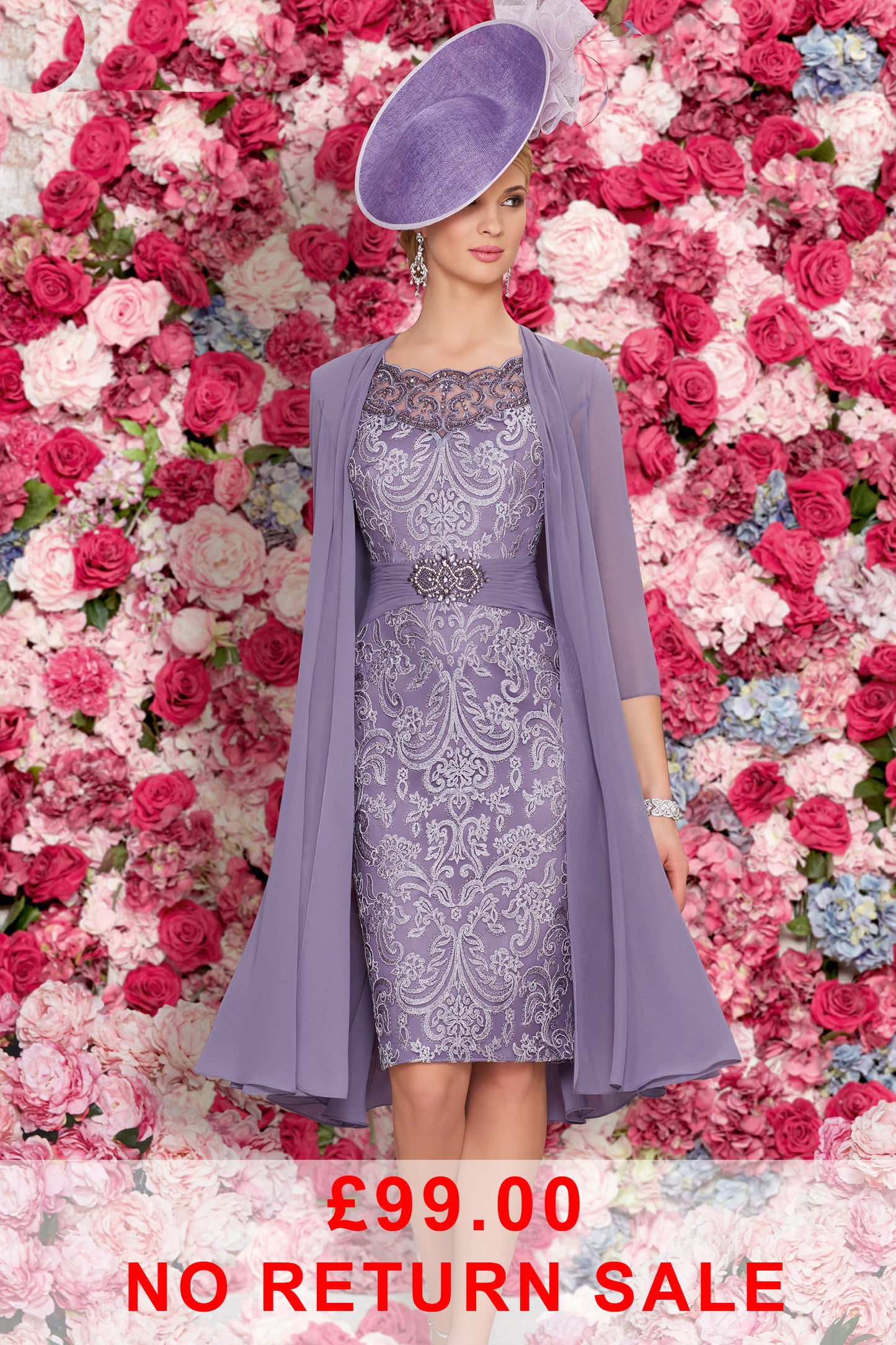 Veni Infantino Lace Detail Dress & Jacket Thistle 991252