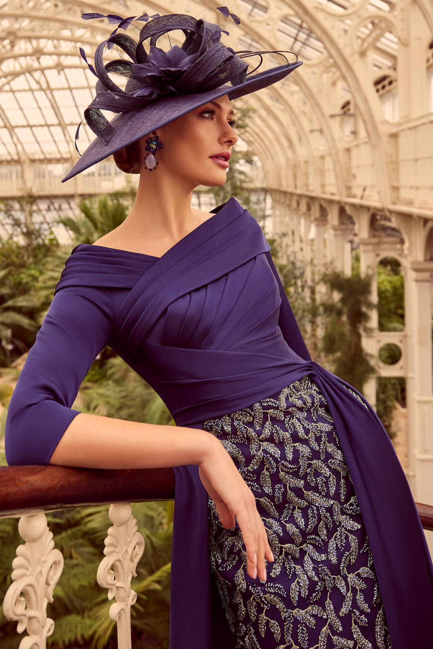 Veni Infantino Crepe & Beaded Tulle Dress - Navy - 992301