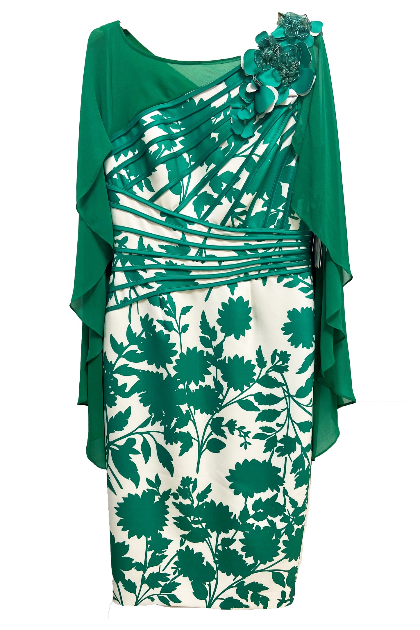 Veni Infantino Floral Statement Midi Dress - Jade/Ivory - 992510