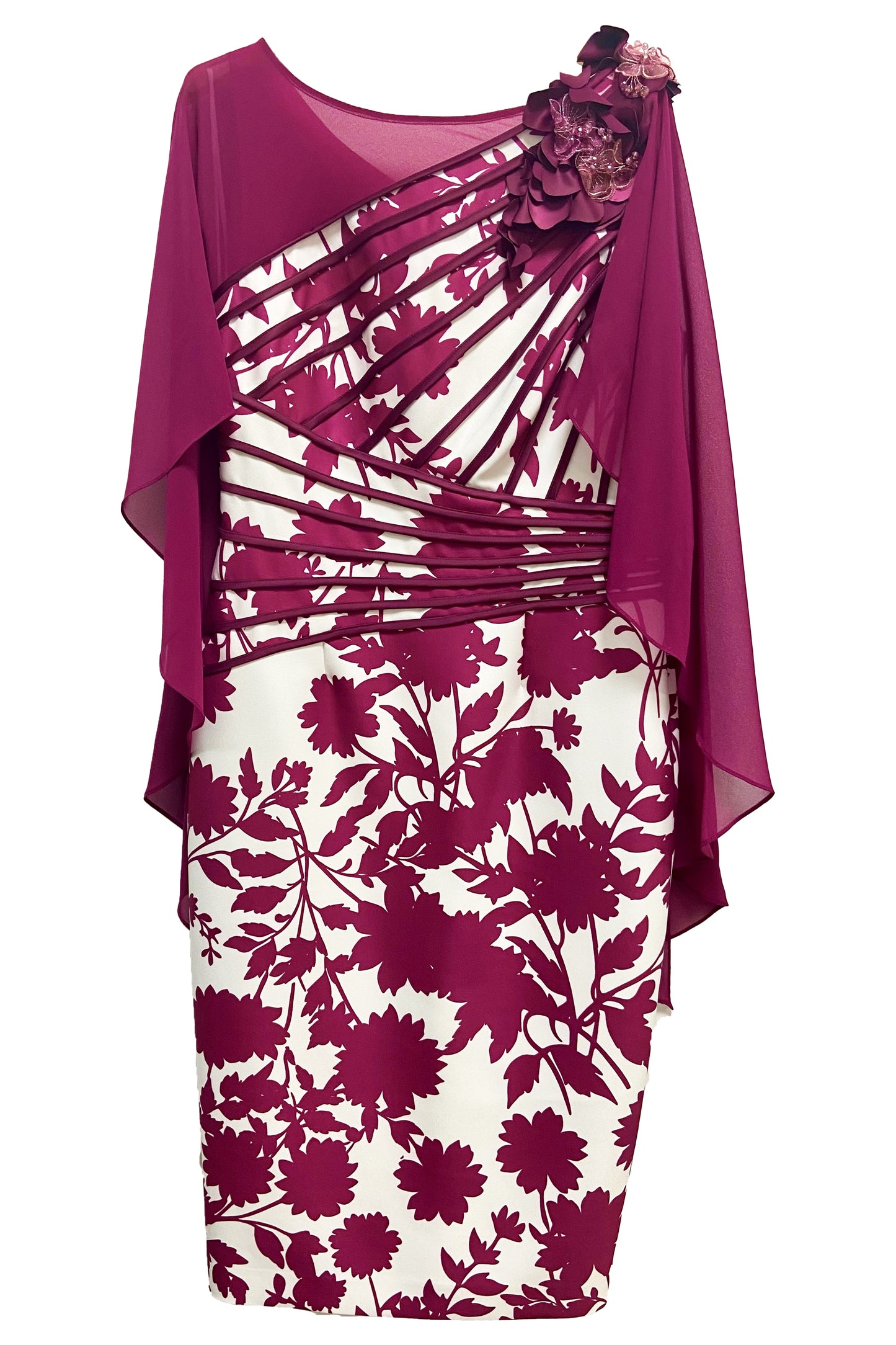 Veni Infantino Floral Statement Midi Dress - Magenta - 992510