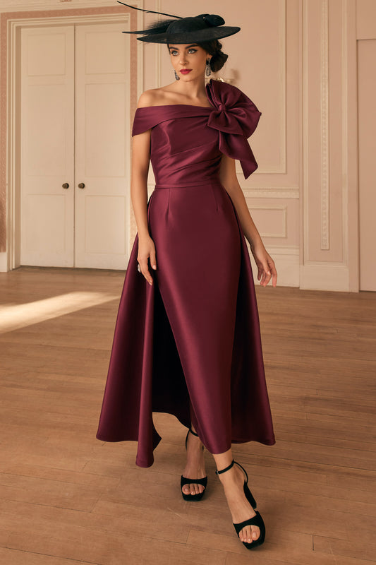 Veni Infantino Bow Overskirt Detail Dress Maroon 992820