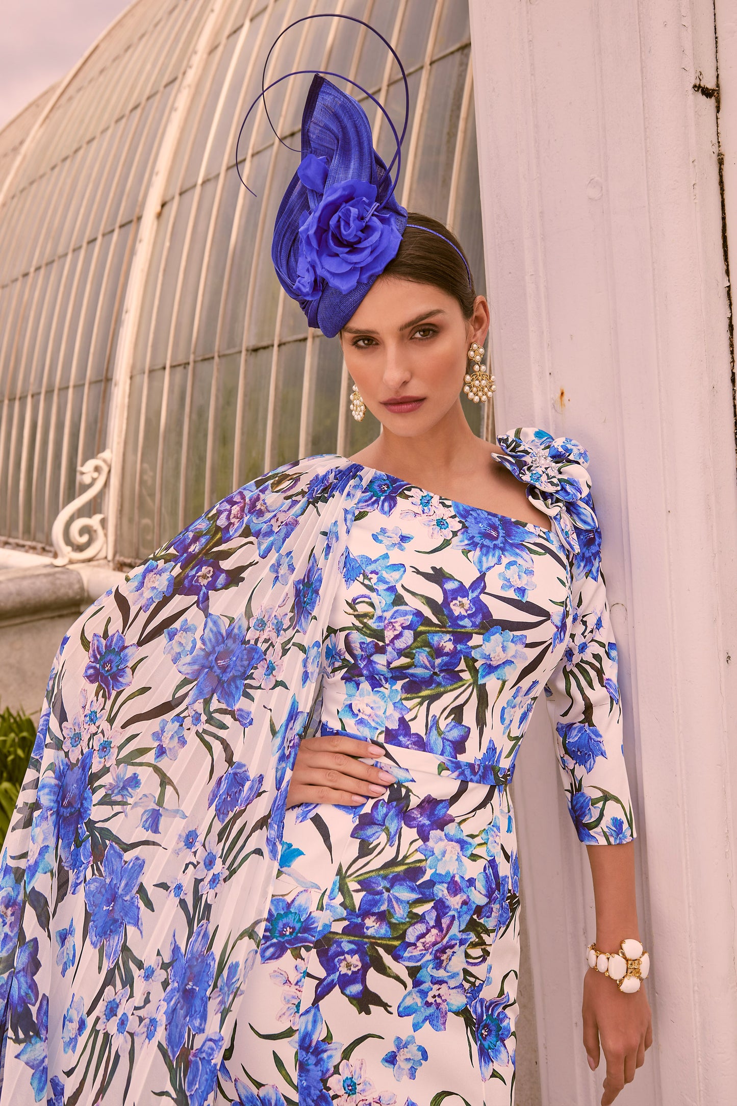 Veni Infantino Botanical Print Dress - Royal/Ivory - 992242