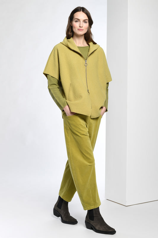 Vetono Boiled Wool Hooded Vest Jacket Moss 9601-067-602