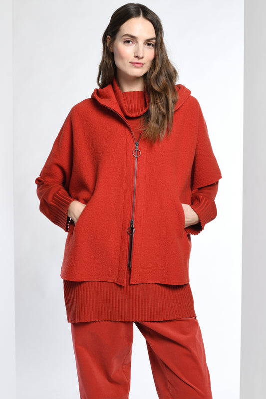 Vetono Boiled Wool Zip Vest Rich Red 9601-067-518