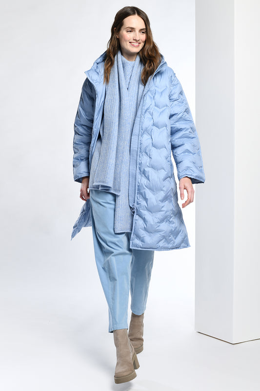 Vetono Quilted Longline Jacket Light Blue 9603-069-712