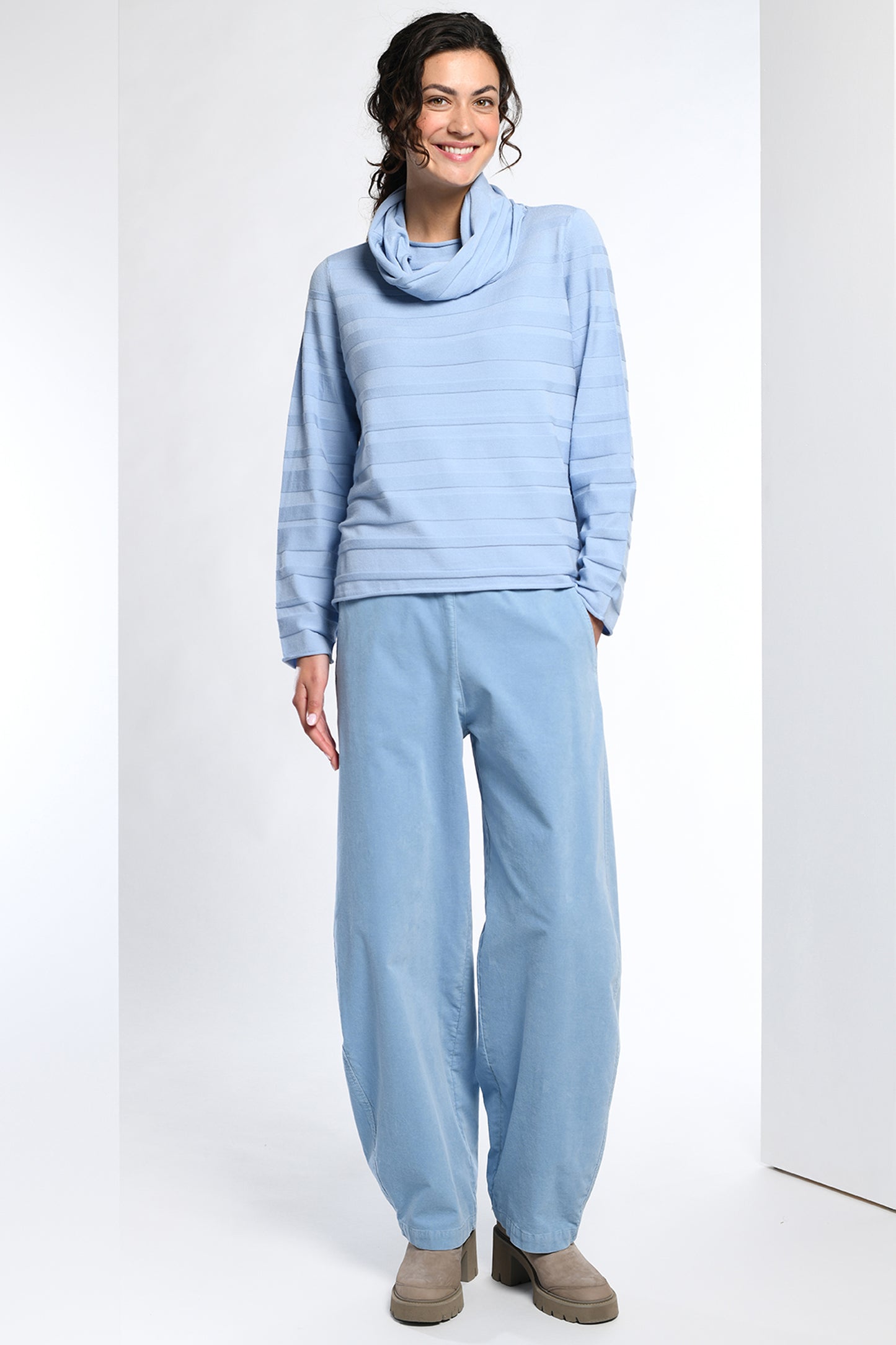 Vetono Tonal Stripe Detail Sweater Light Blue 9633-020-712