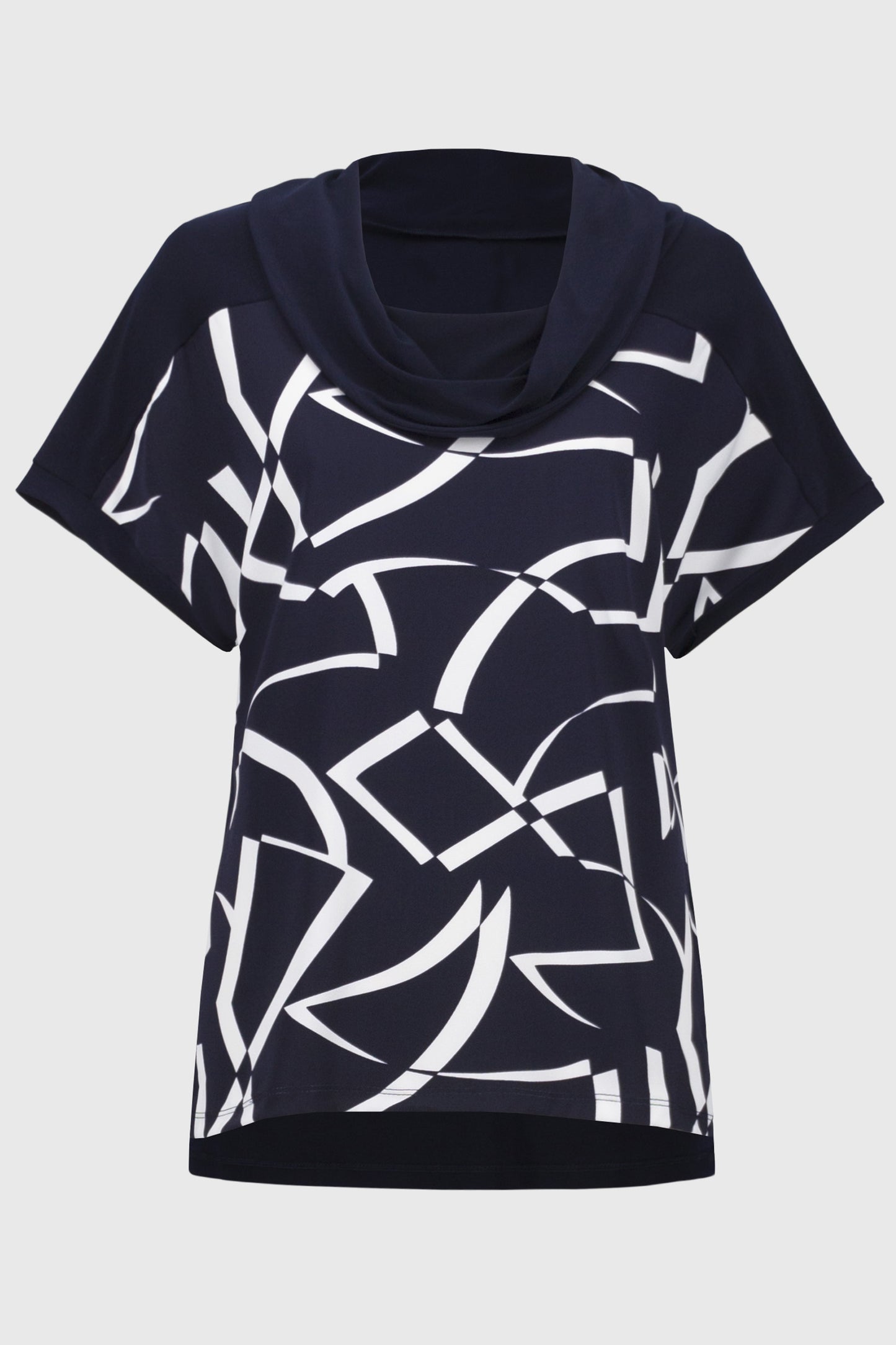 Joseph Ribkoff Woven Abstract Print Boxy Top Midnight Blue/Vanilla 251110-2229